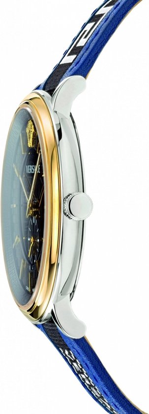 Versace V-Circle Black Dial Blue Leather Strap Watch for Men - VEBQ01419 Buy Now By Versace