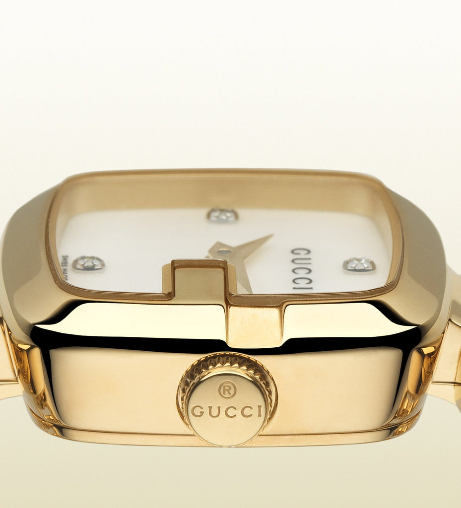 Gucci G Gucci Diamonds Mother of Pearl Dial Yellow Gold Steel Strap Watch For Women - YA125513 Buy Now By Gucci