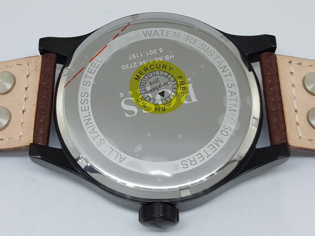 Hugo Boss Aeroliner Maxx Black Dial Brown Leather Strap Watch For Men - 1513079 Buy Now By Hugo Boss