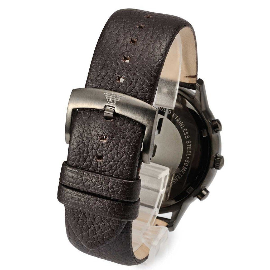 Emporio Armani Sportivo Black Dial Brown Leather Strap Watch For Men - AR2462 Buy Now By Emporio Armani