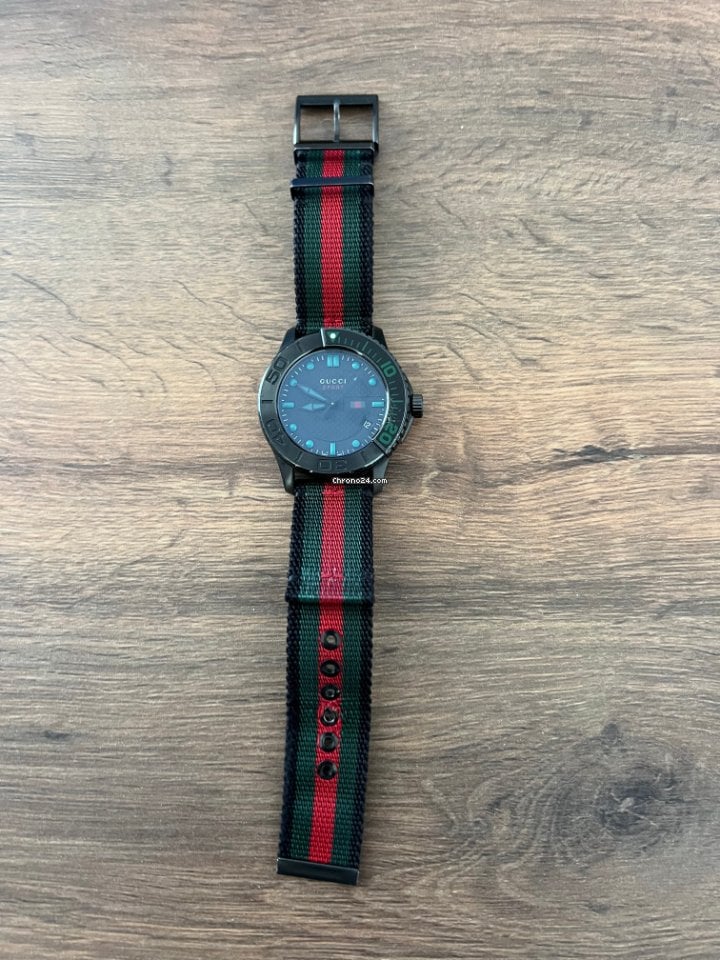 Gucci G Timeless Sport Black Dial Two Tone NATO Strap Watch For Men - YA126229 Buy Now By Gucci