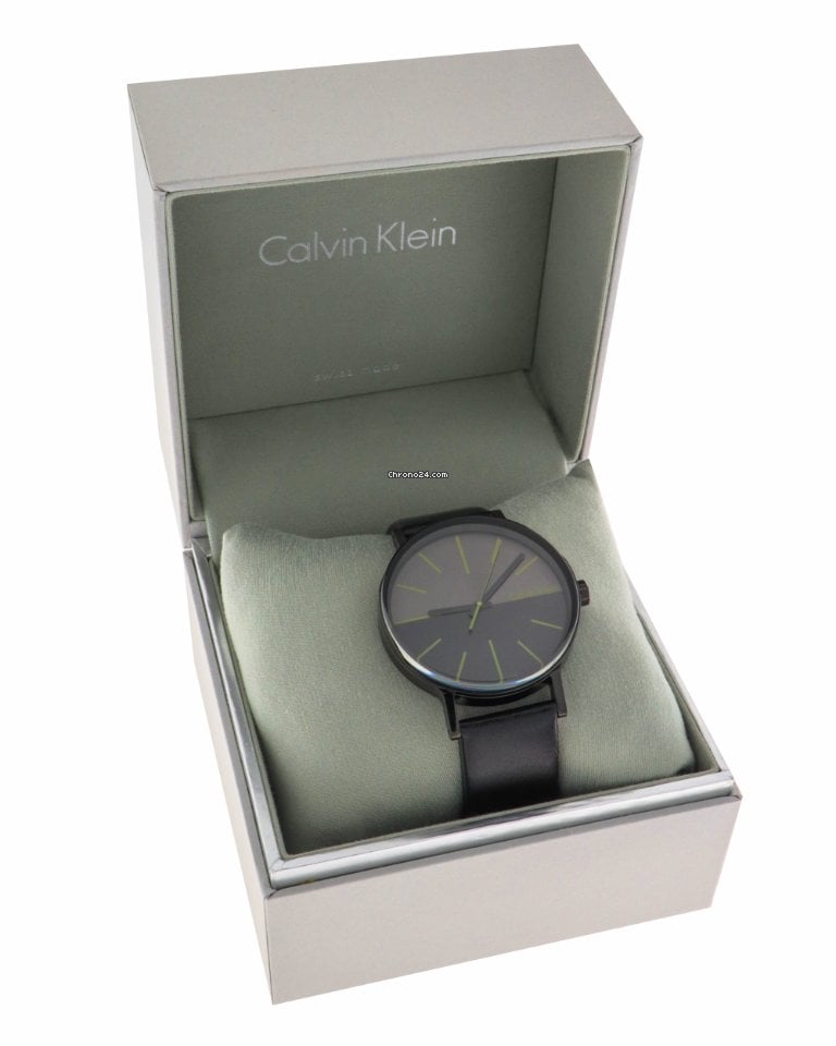 Calvin Klein Boost Black Dial Black Leather Strap Watch for Men - K7Y214CL Buy Now By Calvin Klein