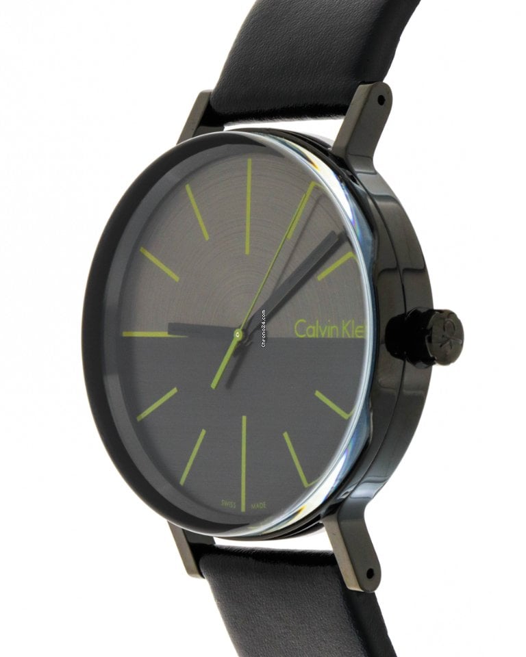 Calvin Klein Boost Black Dial Black Leather Strap Watch for Men - K7Y214CL Buy Now By Calvin Klein