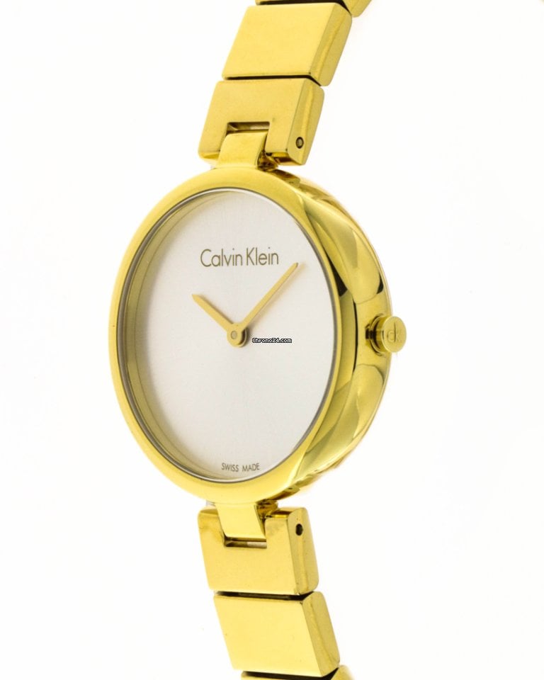 Calvin Klein Authentic Silver Dial Gold Steel Strap Watch for Women - K8G23546 Buy Now By Calvin Klein