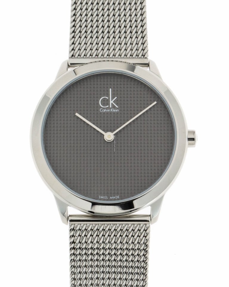Calvin Klein Minimal Grey Dial Silver Mesh Bracelet Watch for Women - K3M2212X Buy Now By Calvin Klein
