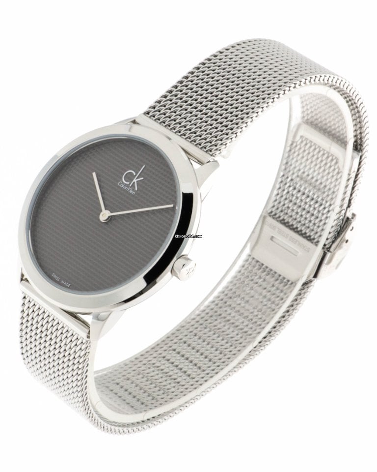 Calvin Klein Minimal Grey Dial Silver Mesh Bracelet Watch for Women - K3M2212X Buy Now By Calvin Klein