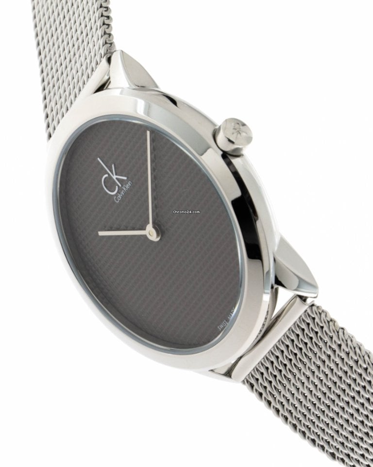Calvin Klein Minimal Grey Dial Silver Mesh Bracelet Watch for Women - K3M2212X Buy Now By Calvin Klein