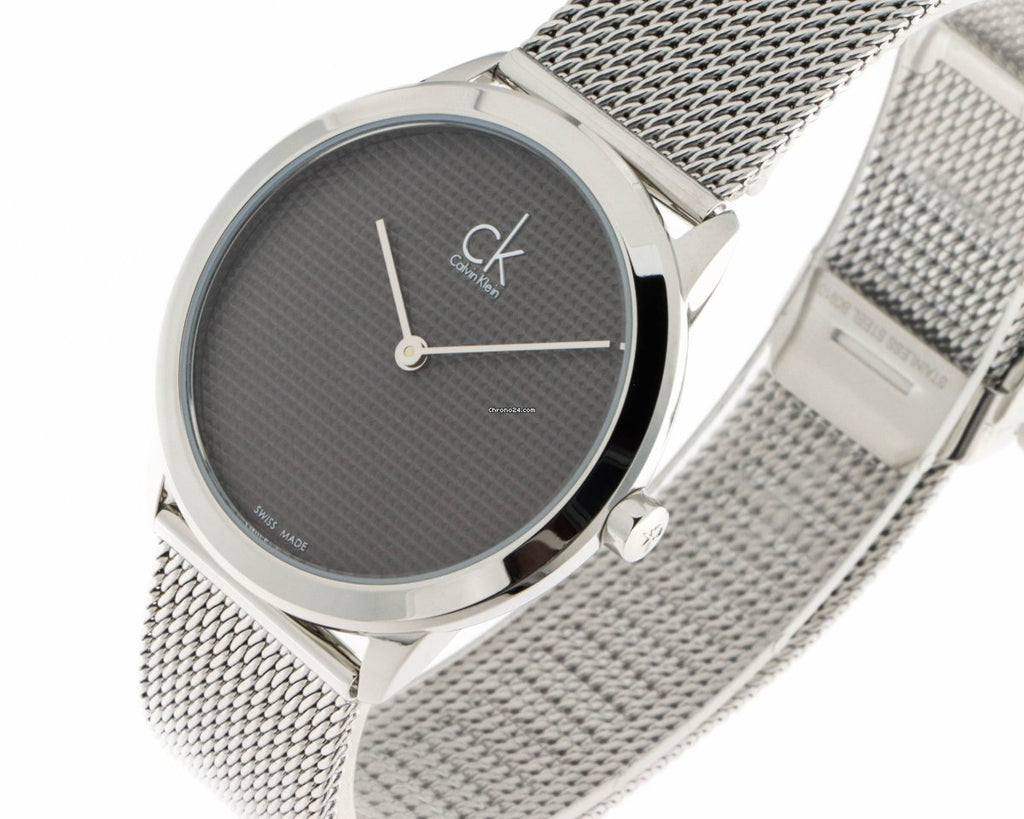 Calvin Klein Minimalist Black Dial Silver Mesh Bracelet Watch for Men - K3M2112X Buy Now By Calvin Klein