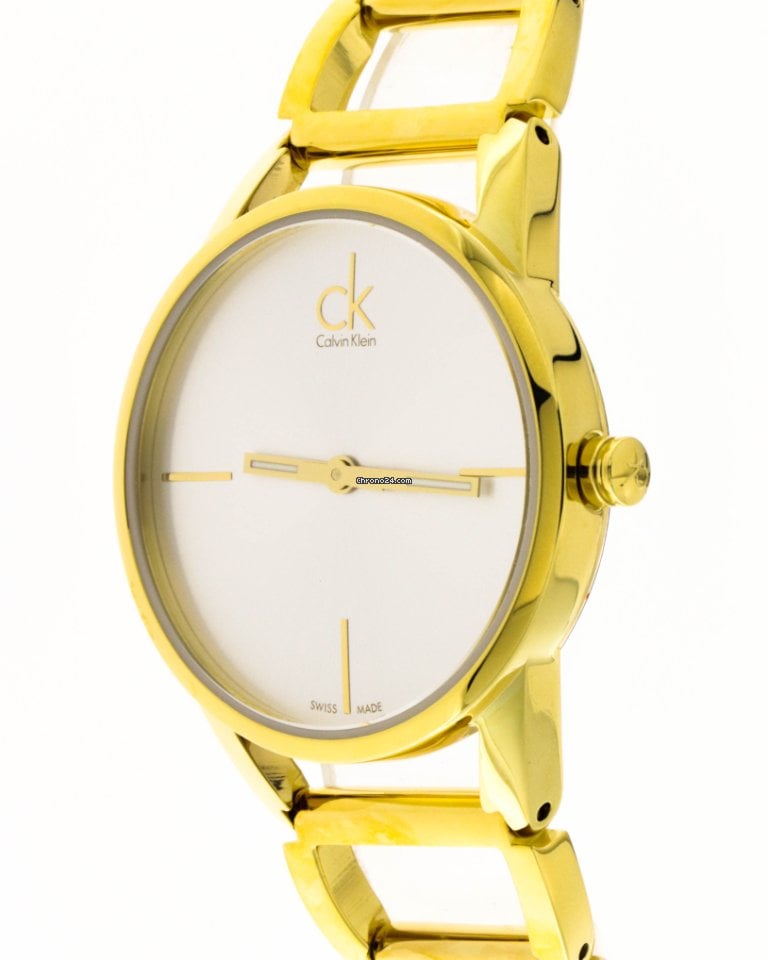 Calvin Klein Stately Silver Dial Gold Steel Strap Watch for Women - K3G23526 Buy Now By Calvin Klein