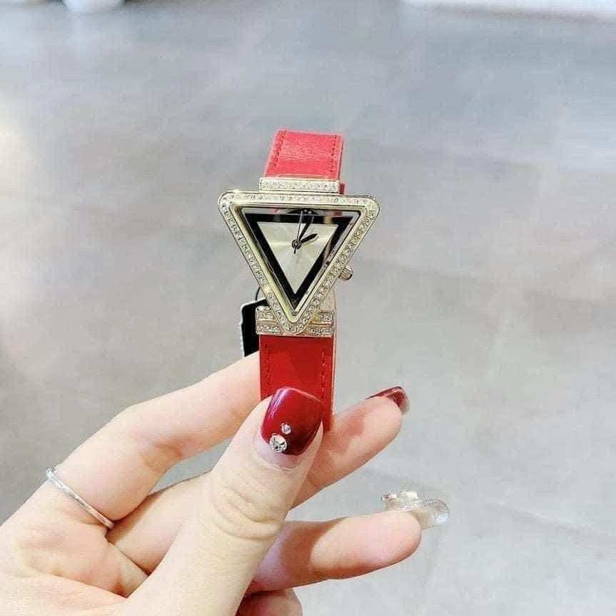 Guess Fame Quartz Gold Dial Red Leather Strap Watch For Women - GW0504L2 Buy Now By Guess