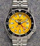 Seiko 5 Sport SKX GMT US Special Creation Automatic Yellow Dial Silver Steel Strap Watch for Men - SSK017K1 Buy Now By Seiko