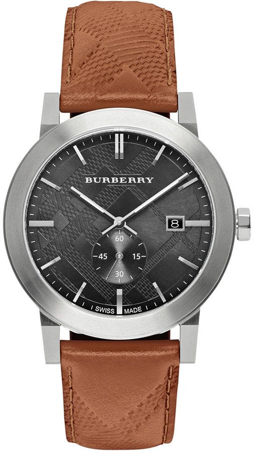 Burberry The City Black Dial Brown Leather Strap Watch for Men - BU9905 Buy Now By Burberry