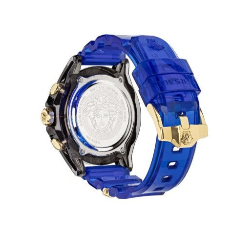 Versace Icon Active Chronograph Black Dial Blue Rubber Strap Watch For Men VEZ700521 Buy Now By Versace