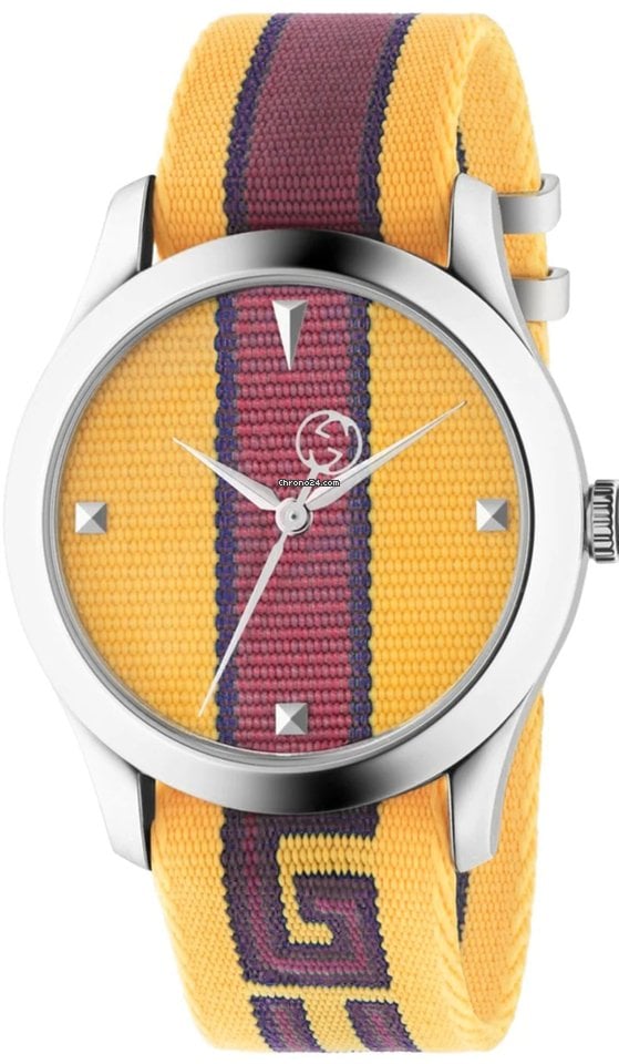 Gucci G Timeless Quartz Yellow & Purple Dial Yellow & Purple NATO Strap Watch For Men - YA1264069 Buy Now By Gucci