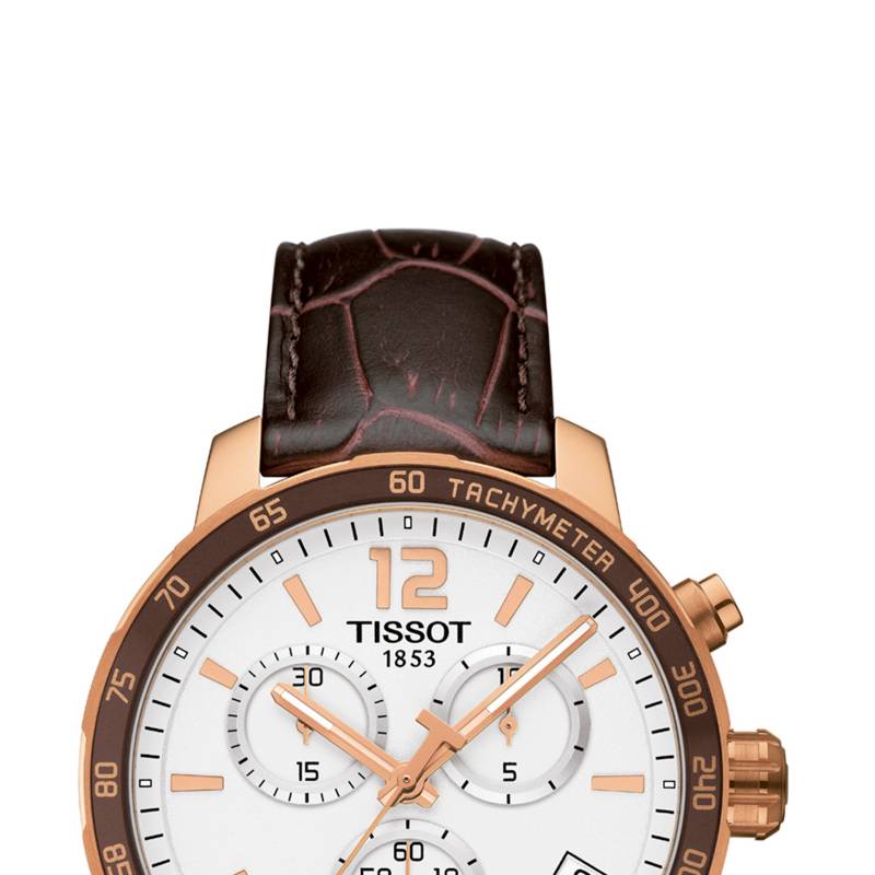 Tissot Quickster Chronograph 42mm White Dial Brown Leather Strap Watch For Men - T095.417.36.037.00 Buy Now By Tissot