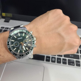 Fossil Bannon Chronograph Green Dial Silver Steel Strap Watch for Men - BQ2492 Buy Now By Fossil
