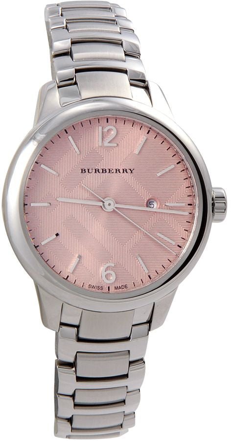 Burberry The Classic Pink Dial Silver Steel Strap Watch for Women - BU10111 Buy Now By Burberry