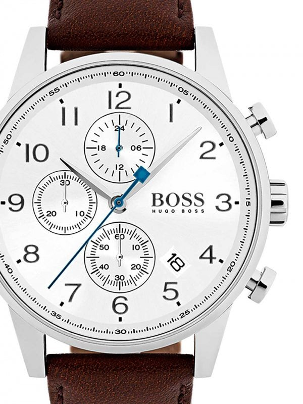Hugo Boss Navigator White Dial Brown Leather Strap Watch for Men - 1513495 Buy Now By Hugo Boss