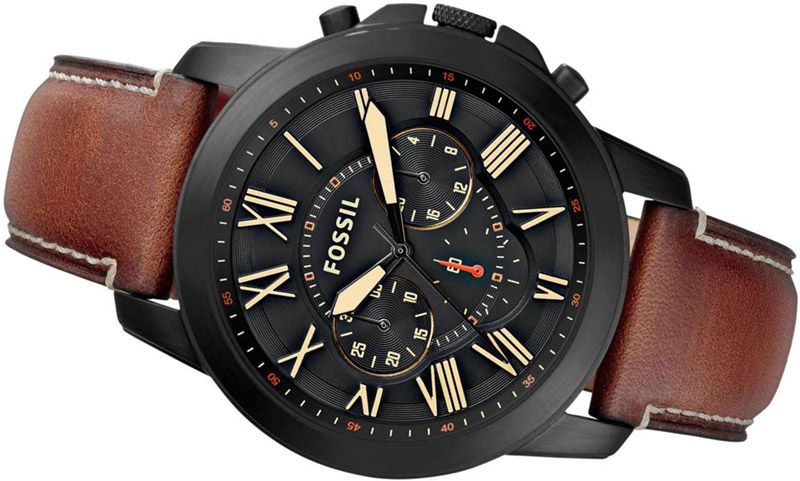 Fossil Grant Chronograph Black Dial Brown Leather Strap Watch for Men - FS5241 Buy Now By Fossil