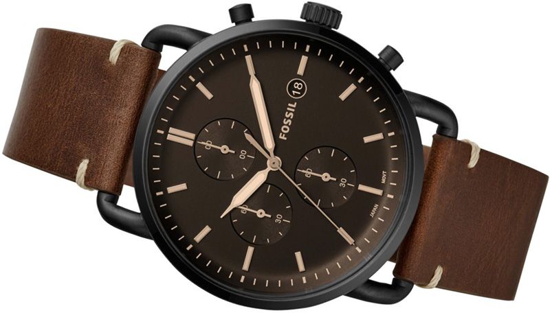 Fossil Commuter Chronograph Black Dial Brown Leather Strap Watch for Men - FS5403 Buy Now By Fossil