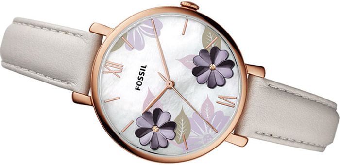 Fossil Jacqueline Mother of Pearl Dial Grey Leather Strap Watch for Women - ES4672 Buy Now By Fossil