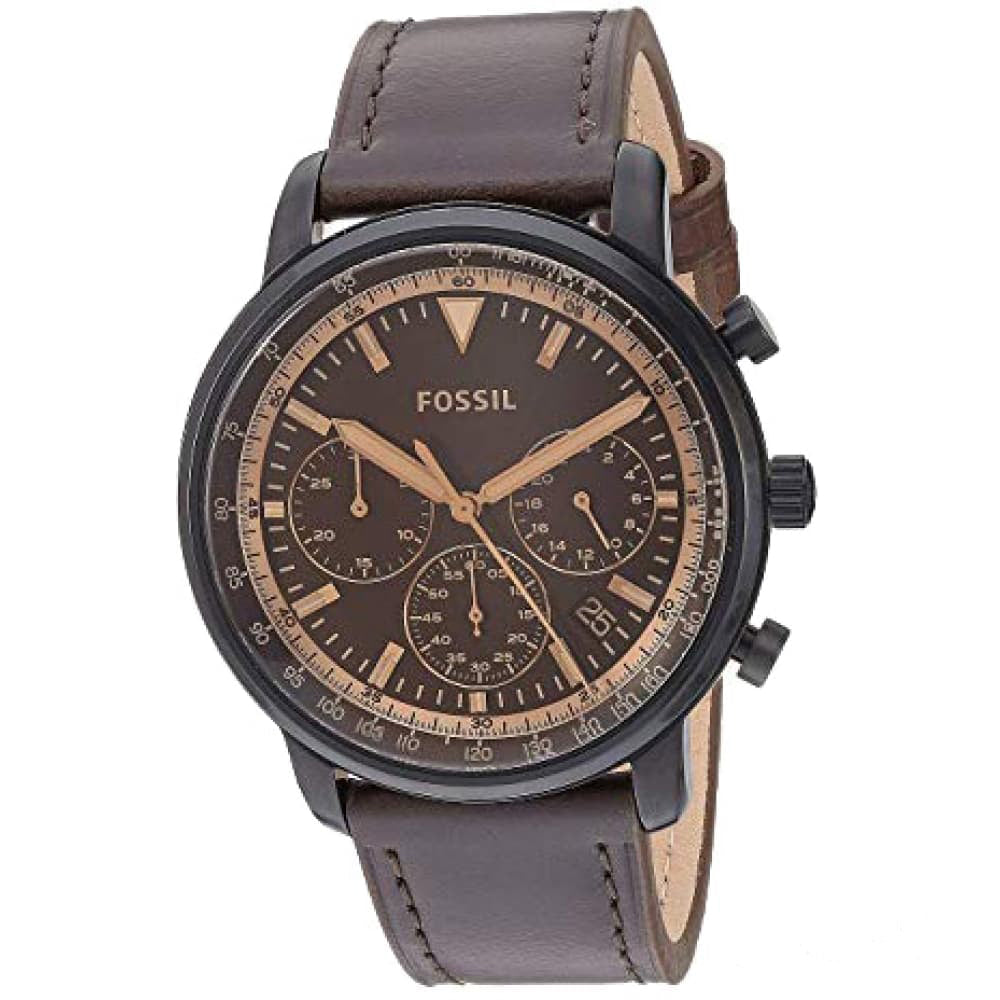 Fossil Goodwin Chronograph Brown Dial Brown Leather Strap Watch for Men - FS5529 Buy Now By Fossil