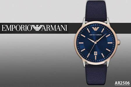 Emporio Armani Renato Analog Blue Dial Black Leather Strap Watch For Men - AR2506 Buy Now By Emporio Armani