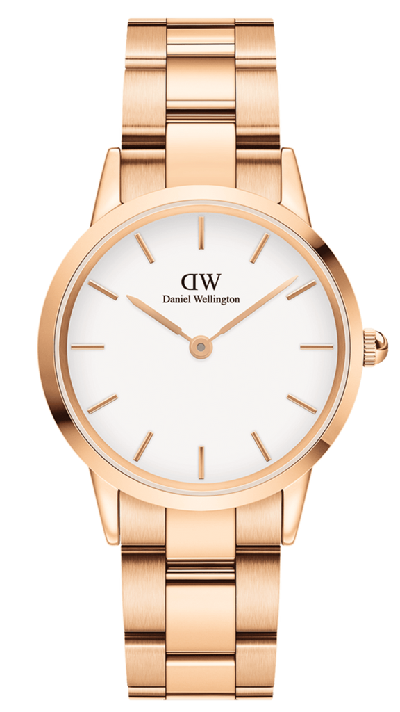 Daniel Wellington Iconic Link White Dial Rose Gold Steel Strap Watch For Women - DW00100209 Buy Now By Daniel Wellington