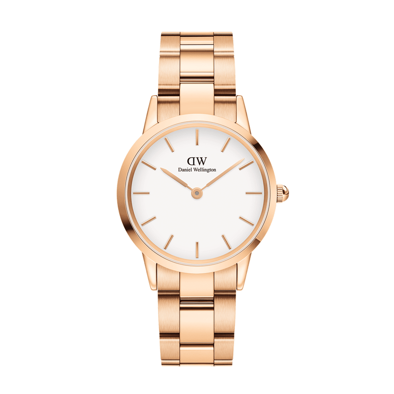 Daniel Wellington Iconic Link White Dial Rose Gold Steel Strap Watch For Women - DW00100211 Buy Now By Daniel Wellington