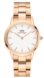 Daniel Wellington Iconic Link White Dial Rose Gold Steel Strap Watch For Women - DW00100209