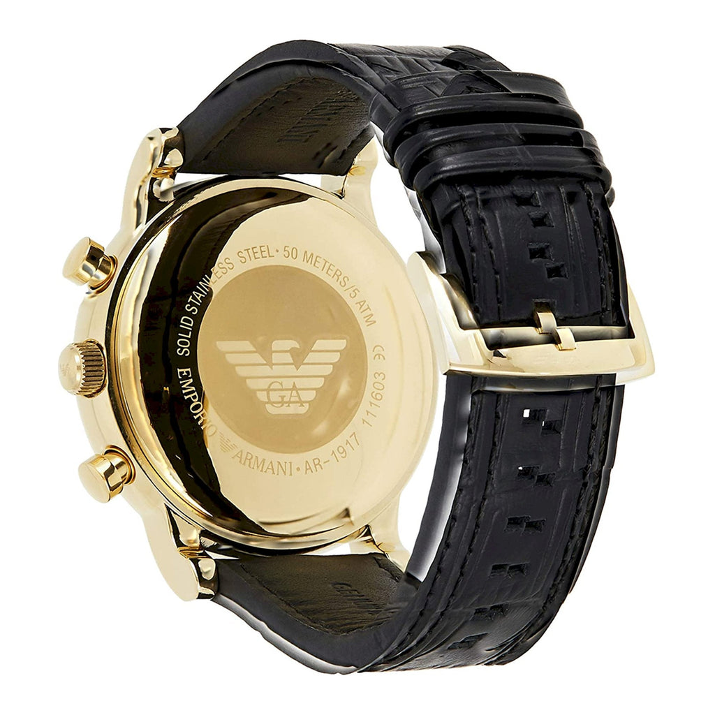Emporio Armani Luigi Chronograph Black Dial Black Leather Watch For Men - AR1917 Buy Now By Emporio Armani