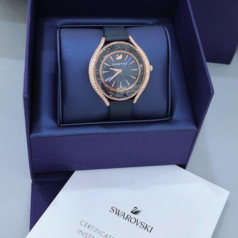 Swarovski Crystalline Aura Blue Dial Blue Leather Strap Watch for Women - 5519447 Buy Now By Swarovski