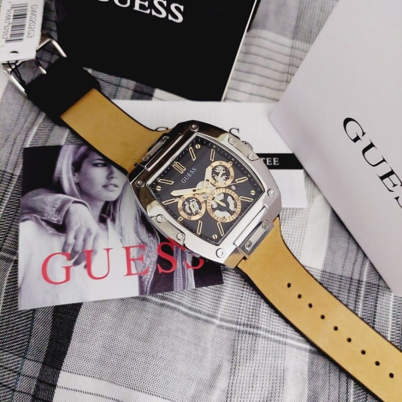 Guess Phoenix Multifunction Black Dial Brown Leather Strap Watch for Men - GW0202G3 Buy Now By Guess