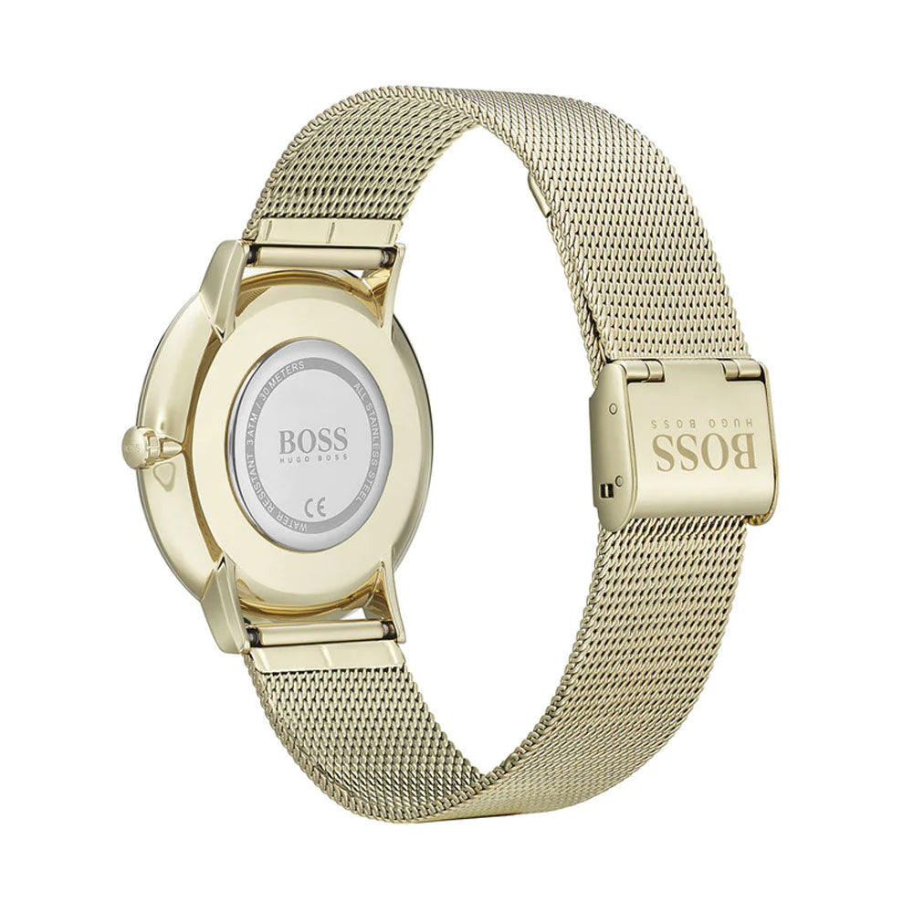 Hugo Boss Horizon Quartz Black Dial Gold Mesh Bracelet Watch For Men - HB1513735 Buy Now By Hugo Boss
