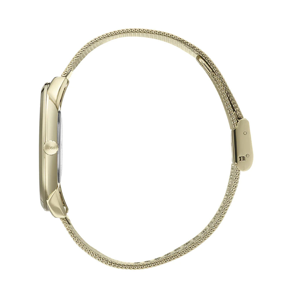 Hugo Boss Horizon Quartz Black Dial Gold Mesh Bracelet Watch For Men - HB1513735 Buy Now By Hugo Boss