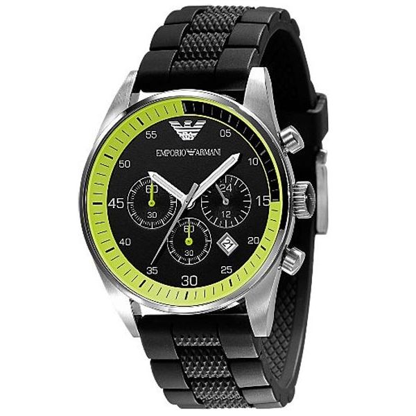 Emporio Armani Chronograph Black Dial Black Rubber Strap Watch For Men - AR5865 Buy Now By Emporio Armani