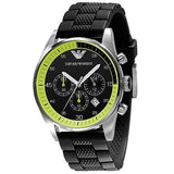 Emporio Armani Chronograph Black Dial Black Rubber Strap Watch For Men - AR5865 Buy Now By Emporio Armani