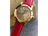 Burberry The City Gold Dial Red Leather Strap Watch for Women - BU9140 Buy Now By Burberry