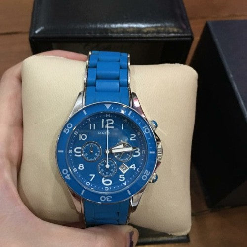 Marc Jacobs Rock Chronograph Blue Dial Blue Silicone Strap Watch for Women - MBM2548 Buy Now By Marc Jacobs