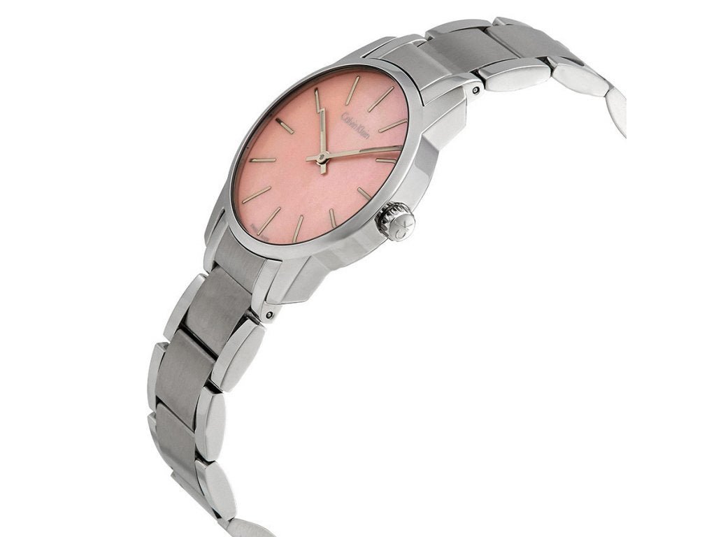Calvin Klein City Pink Mother of Pearl Dial Stainless Steel Strap Watch For Women - K2G2314E Buy Now By Calvin Klein