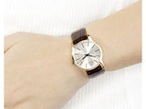 Calvin Klein City White & Gold Dial Brown Leather Strap Watch For Women - K2G23620 Buy Now By Calvin Klein