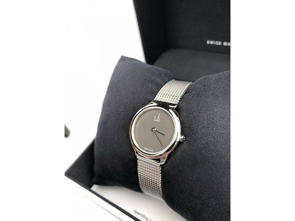 Calvin Klein Minimal Grey Dial Silver Mesh Bracelet Watch for Women - K3M2212X Buy Now By Calvin Klein
