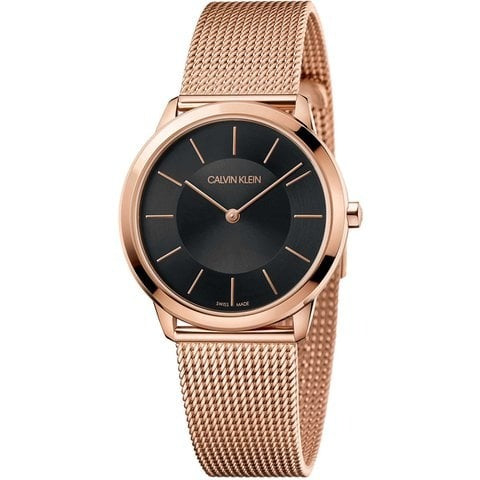 Calvin Klein Minimal Black Dial Rose Gold Mesh Bracelet Watch for Women - K3M2262Y Buy Now By Calvin Klein