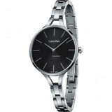 Calvin Klein Graphic Black Dial Silver Steel Strap Watch for Women - K7E23141 Buy Now By Calvin Klein