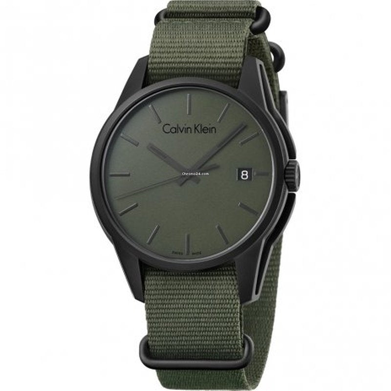 Calvin Klein Tone Green Dial Green NATO Strap Watch for Men - K7K514WL Buy Now By Calvin Klein