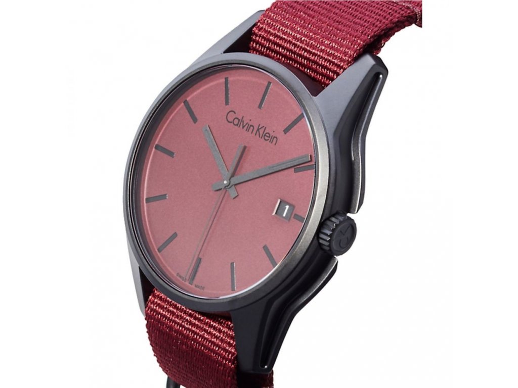 Calvin Klein Tone Maroon Dial Maroon NATO Strap Watch for Men - K7K514UP Buy Now By Calvin Klein