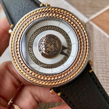 Versace V Metal Icon Quartz Silver Dial Brown Leather Strap Watch For Men - VQL010015 Buy Now By Versace