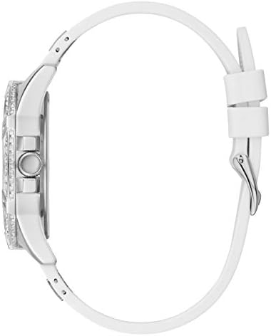 Guess Frontier Diamonds Silver Dial White Rubber Strap Watch For Women - W1160L4 Buy Now By Guess