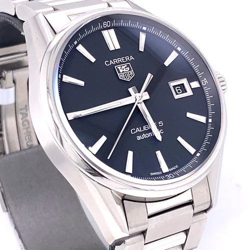 Tag Heuer Carrera Automatic Black Dial Silver Steel Strap Watch for Men - WAR211A.BA0782 Buy Now By Tag Heuer