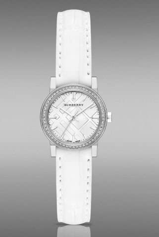 Burberry The City Diamonds Silver Dial White Leather Strap Watch for Women - BU9221 Buy Now By Burberry